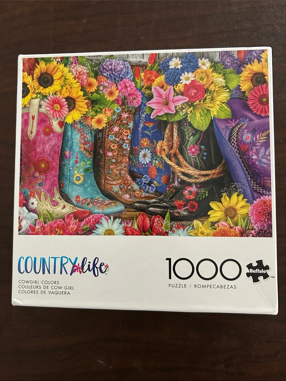 Buffalo David Bitton Multicolor Floral Cowgirl Boots Puzzle Art
